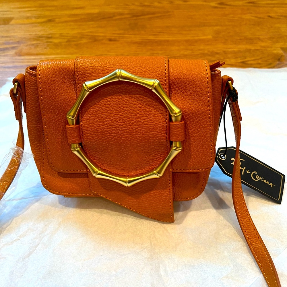 Foley + Corinna crossbody bag. M: 8” D, 6” H, 8” W.